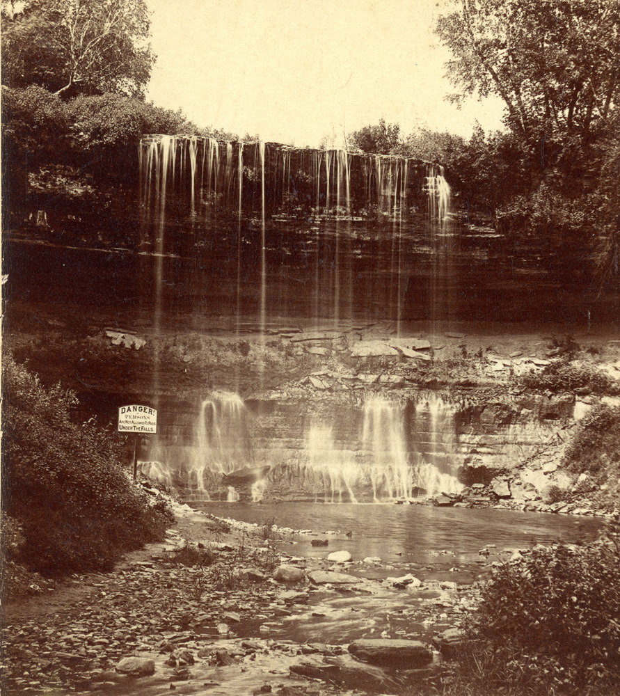 Probably from the dry mid-summer: a trickle of water over Minnehaha Falls.