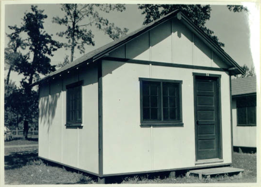 One of the newly built cabins that the WPA constructed in the Tourist Camp in 1936. The original caption read: "Tourist Cabin at the Municipal Tourist Camp. Ten new cabins were constructed by the W. P. A." It was published in “The Story of W.P.A. and Other Federal Aid Projects in the Minneapolis Parks, Parkways and Playgrounds, for the Year 1936, Minneapolis, Minnesota.” Courtesy Minneapolis Park Board